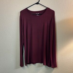 New Nine West Shirt Women’s Burgundy Soft Spun Long Sleeve Crewneck Tee XXL